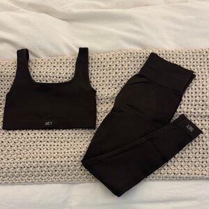 SET Active Sculptflex Brown Espresso Sports Bra and Leggings Set